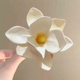 DAIIIBABYYY  -  1pc Egg Flower Fabric Flower Hair Clip for Women, Fashionable and Versatile Side Duckbill Clip, Exclusive Design Hair Accessory