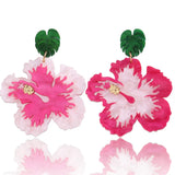 Daiiibabyyy  Sweet Acrylic Pink Flower Pendant Earrings for Women Cute Resin Big Petal Dangle Earring Jewelry Gifts Accessory