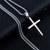 Daiiibabyyy Men Cross Necklace Fashion Stainless Steel Cross Pendant Chain  Sweater Chain Exquisite Retro Cool Punk Hip Hop Jewelry Street