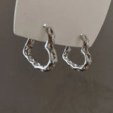 Daiiibabyyy  Y2K Korean Fashion Vintage Silver Color Heart Hoop Earrings For Women Egirl Trendy Grunge Aesthetic Jewelry Accessories