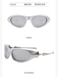 Daiiibabyyy  American Style Spicy Girl with A High-end Feel Y2K Cyberpunk Personality Sunglasses Women's Trendy Concave Shaped Sunglasses