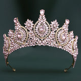 Daiiibabyyy  Baroque Queen Large Crystal Pink Crowns For Bridal Women Girls Wedding Tiaras Diadem Princess Party Hair Dress Jewelry