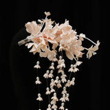 Daiiibabyyy  Fairy Irises Flower Long Fringe Acrylic Imitation Pearl Duckbill Hair Clips for Women Temperament Bridal Romantic Accessories