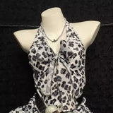 Daiiibabyyy  New Japanese Summer Original Handmade Y2k Shibuya Hot Subculture Neck Sling Bow Top Cake Skirt Set For Female