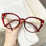 Daiiibabyyy  Fashionable New Cat Eye Glasses for Men and Women, Ultra Light Full Frame Glasses, High-definition Anti Blue Light Glasses