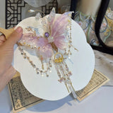 Daiiibabyyy  Dream Antique Butterfly Fairy Headgear Fringed Hairpin Antique Fairy High Value National Style Hair Jewelry