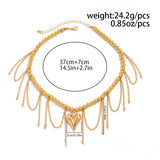 Daiiibabyyy  Gold-Color Heart Pendant Necklace for Women Luxury Exquisite Crystal Beaded Necklace Trendy Hiphop Versatile Jewelry
