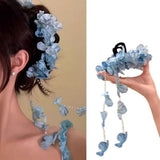 DAIIIBABYYY  -  Sweety Bohemia Hair Claw For Women Rhinestones Butterfly Flower Tassel Shark Gripper Summer Fairy Gauze Flower Hair Clip Hairpin
