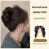 DAIIIBABYYY  -  Women's Fake Hair Bun Clip Fluffy Chicken Nest Flower Bud Ancient Chinese Style Padded Headwear Simulation Hair Hair Extension
