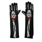 Daiiibabyyy  Ghost Face 3D Skeleton Design Halloween Gloves Convex Long Skeleton Gloves Unisex Design Ghost Festival Gloves Festival Costume