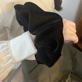 DAIIIBABYYY  -  Oversize Black Velvet Scrunchies Hair Ties Women Girls Solid Rubber Big Elastic Hair Bands Rope Ponytail Hair Accessories Winter