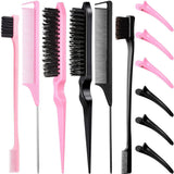 Daiiibabyyy  12-Piece Set of Three-Row Detangling Combs, Steel Needle Long Tail Combs, Eyebrow Brushes, Highlighting Combs, Hair Styling Tools for Creating Hairstyles