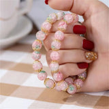 DAIIIBABYYY  -  New Fashion Y2K Sweet Cherry Blossom Bracelet For Women Exquisite Elegant Flower Crystal Beaded Bracelet Girl Party Jewelry Gift