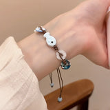 Daiiibabyyy  Ceramic Fish Stars Braided Rope Bracelets for Women Cute Blue Small Buttons Bracelets Romantic Adjustable Jewelry Accessories