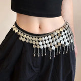 Daiiibabyyy  European and American Metal Bell Tassel Belly Chains Simple Retro Belt Light Luxury High-end Temperament Waist Jewelry for Women
