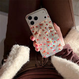 Daiiibabyyy  Through hole vortex painted floral pony phone case with fur plush bell hanging rope for iPhone 11 12 13 14 15 16 17 Pro Max