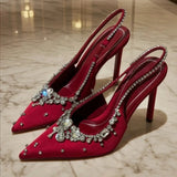 Daiiibabyyy  Shiny Rhinestone Pointy Toe Pumps Sandals Women Sexy Wedding Dress Party Shoes Satin Luxury Diamonds Designer High Heels Female