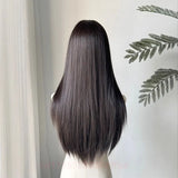 Daiiibabyyy  Long Layered Straight Hair Wig for Women Heat Resistant Synthetic Wigs with Bangs aily Party Use Lolita High Temperature Wig
