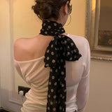 DAIIIBABYYY  -  185*24cm Chiffon Polka Dot Long Scarf Lightweight Neck Scarf For Women Summer Sun Protection Scarf Ribbon Headband Choker scarf
