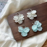 Daiiibabyyy  Summer Fresh Sky Blue Crack Texture Petal Tassel Dangle Earrings for Women Sliver Tone Korean Temperament Vacation Jewelry Gifts