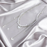 DAIIIBABYYY  -  Multilayer Heart Shaped Pendant Pearls Necklace Romance Fashion Jewelry Accessory for Trendy Women Ladies Daily Use