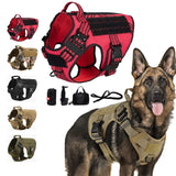Daiiibabyyy Military MOLLE Tactical Dog Harness Leash Set Metal Buckle Pet Training Vest for Big Dogs German Shepherd Malinois Labrador