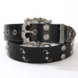 Daiiibabyyy  Retro Fashion PU Leather Rivet Belt for Men Spicy Girl Studs Y2K Belt Black White Metal Men Waistband Belt Jeans Accessories
