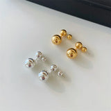 Daiiibabyyy  Simple Silver Color Earrings for Women Trendy Metal Glossy Ball Dangle Earrings Silver Pin High Quality Woman Jewelry