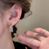 Daiiibabyyy  Rhinestone U-shaped Wheat-ear Geometric Ear Buckle Temperament All-matching Hoop Earrings Commuter Charms Jewelry