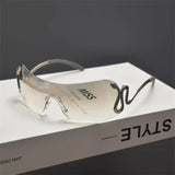 Daiiibabyyy  Cyberpunk Spicy Girl Style Retro Frameless Cut Edge Sunglasses for Women, Slim and Large Framed Snake Shaped Sunglasses