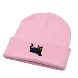 Daiiibabyyy  Sweet Cute Embroidered Cat Knitted Hat Warm Wool Knit Cap Ear Protection Embroidery Winter Caps Sports