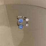 Daiiibabyyy  Luxury Shiny Crystal Open Rings for Women Sweet Cute Silver Color Metal Zircon Geometric Personality Finger Ring Wedding Jewelry