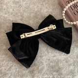 DAIIIBABYYY  -  Black Lace Embroidered Bow Hairpins Fashion Large HairClips For Women Girls Sweet Temperament Barrettes Female Party Headdress