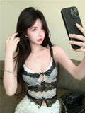 DAIIIBABYYY  -  Polka Dot Lace Camisole Female Summer Trend Sexy V-neck Breast Wrap Top Tee Women Clothes Sweet Fashionable Skinny Thin Top Tee