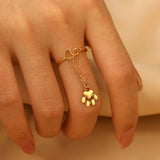 Daiiibabyyy  Adjustable Link Chain Rings For Female Women INS New Trendy Gold Color Shell Starfish Charms Thin Stack Ring Finger Jewelry Gift