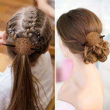 Daiiibabyyy  Fashion Leather Hair Clip with Stick Hair Barrette Hair Tie Hair Slide Oval Shape Hair Pins Ponytail Holders Hair Styling Tools