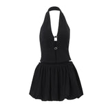 DAIIIBABYYY  -  Street Spice Style Sexy Suit Women's Summer Hollow Halter Neck Vest High Waist A-line Skirt Two-piece Set Fashion Female Clothes