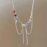 DAIIIBABYYY  -  Kpop Trendy Y2K Colorful Geometry Crystal Star Pendant Necklace Women Egirl Punk Grunge Charms EMO Jewelry Accessories