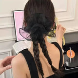 DAIIIBABYYY  -  1pc organza fashion skirt shape large intestine hair tie new mesh pleated head flower hair rope tie head band hair ornament