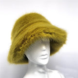 Daiiibabyyy  y2k Fluffy Faux Fur Bucket Hat Women Rabbit Fur Warm Thick Plush Winter Hat Lady Luxury Fashion Furry Panama Fisherman Cap