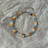 Daiiibabyyy  Colorful Stone Beaded Bracelet Cute Bohemian