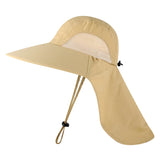 Daiiibabyyy Outdoor Fisherman Hat for Men Women Summer Quick Drying Neck Protection Visor Cap Anti UV Breathable Fishing Safari Hat