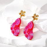Daiiibabyyy  Cute Multiple Pink Opal Rhinestone Heart Flower Geometric Drop Earrings Enamel Simulated Pearl Pendant Earring for Women