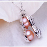 Daiiibabyyy Fashion Pearl Peanut Necklace Women's High-end Crystal Pendant Collar Sweater Chain Best Friend Birthday Party Jewelry Gifts