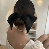 Daiiibabyyy  French Vintage Pearl Big Bow Hair Clip for Women High Quality Korean Oversized Exaggerated Hairclip Headdress Hair Accessories