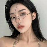 DAIIIBABYYY  -  Small Oval Glasses Women Girls Gold Silver Metal Elliptical frame Eyeglasses Y2K Vintage Anti Blue Light Reading Eyewears