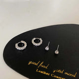 Daiiibabyyy  4Pcs/Set Silver Color Zircon Round Hoop Earrings for Women Exquisite Simple Metal Small Circle Huggie Earrings Jewelry Gifts