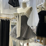 DAIIIBABYYY  -  Elegant Bow Mini Dress Women Party Prom Sexy Strapless Dresses Summer Korean Fashion Ruffles Patchwork Bodycon Vestidos