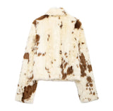 DAIIIBABYYY  -  Women Fashion Faux Fur Loose Warm Short Coat Woman Winter Side Pockets Front Zipper Design Turn-Down Collar Jacket Coat