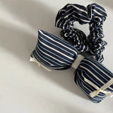 DAIIIBABYYY  -  Lace striped bow large intestine ring new fungus edge hair band daily versatile hair accessories headband head flower headgear